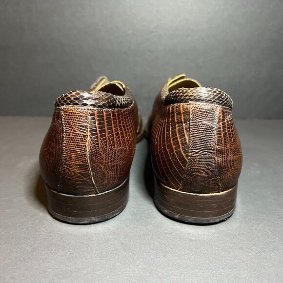 Vintage Jonathan Richards Men's Brown Genuine Leather Snakeskin Derby Shoes 8M - Picture 5 of 11